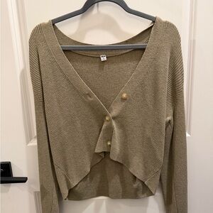 Uniqlo Khaki Button-Up Cardigan